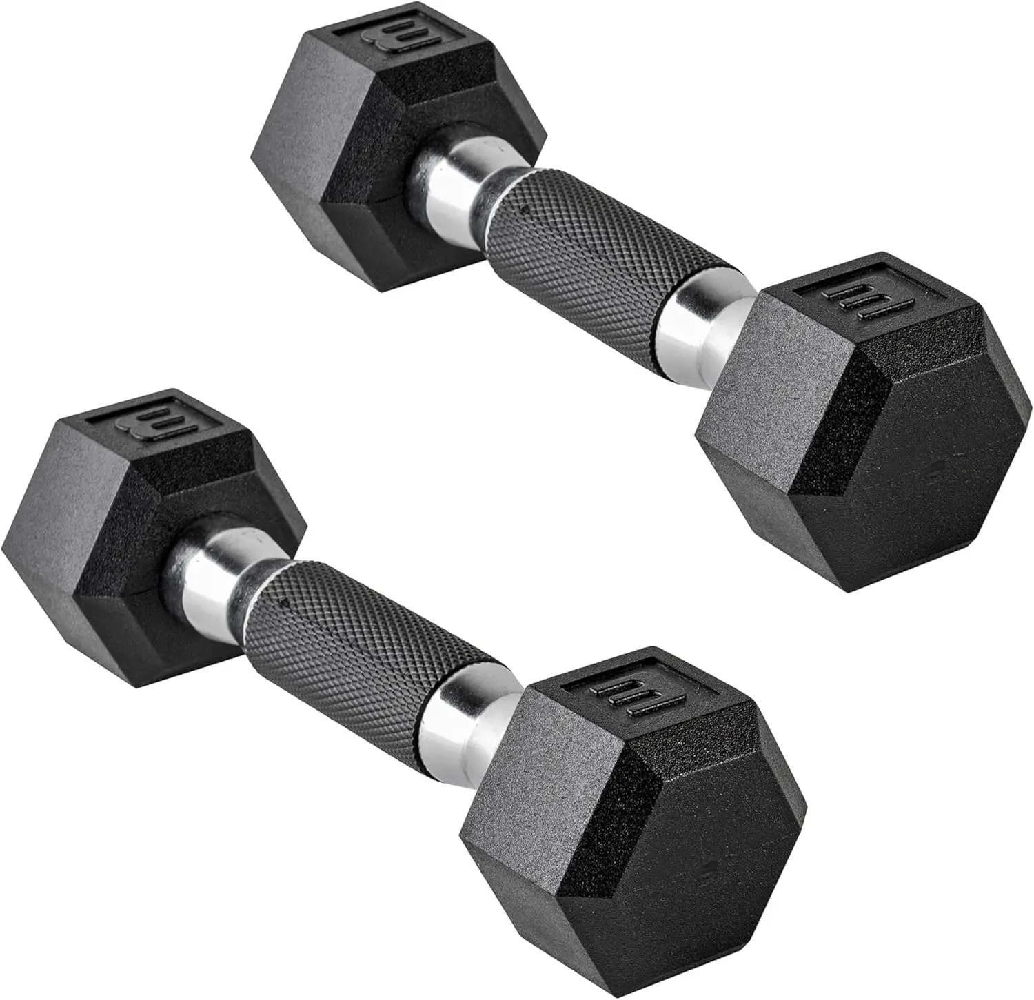 Rubber Coated Hexagonal Dumbbells with Anti-Roll Base, Recycled Rubber Construction, Secure Grip for Home Weight Training Fitness