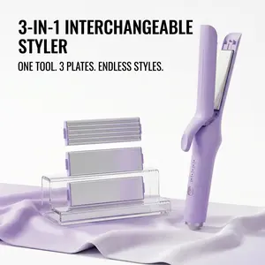 3-in-1 Interchangeable Hair Styling Tool – Curling Iron, Flat Iron & Hair Crimper Combo, Beach Waves Curler, Root Volume Crimped Hair Waver, Anti-Frizz Cool Airflow Styler, Fast Heating | TikTok Viral Travel Essential Gift for Mom 2026
