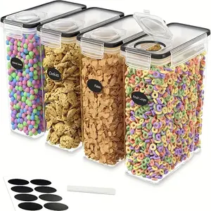 [EXTRA Large | Airtight] 4pcs EXTRA Large Airtight Food Storage Containers | BPA-Free Plastic Container for Pantry Organization And Canister for Grain, Nuts, Flour And Rice, Kitchen Organizers And Storage, Kitchen Accessories (4L/ 135oz)