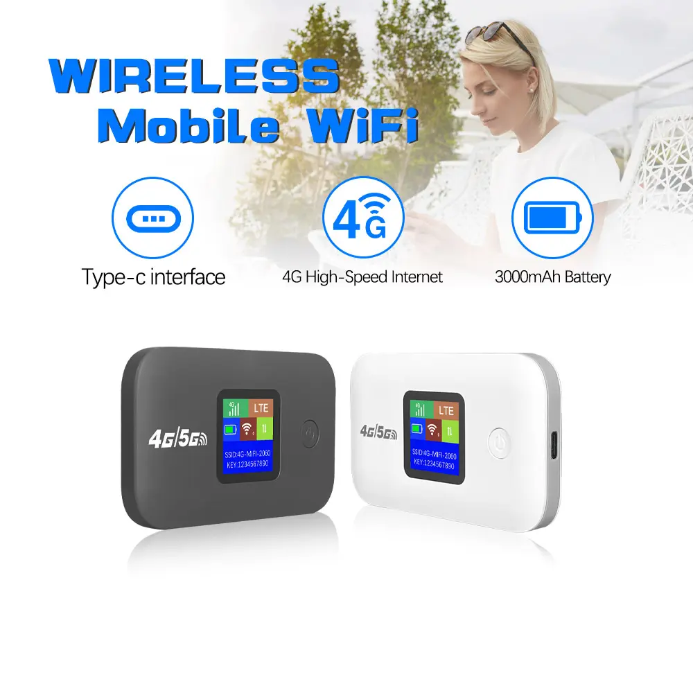 Travel WiFi Hotspot with SIM Slot 4G 5G Mobile 300Mbps LED Display Stable Connection Supports 10 Devices Outdoor RV