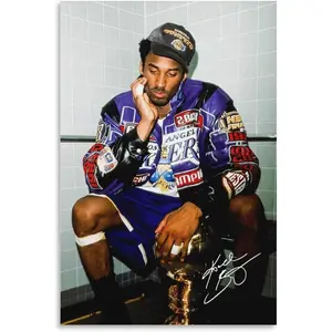 Kobe Bryant Basketball Poster Canvas No Frame Wall Art for Bedroom Kids Room or Game Room Inspirational Sports Decor Gift Lightweight Fade Resistant