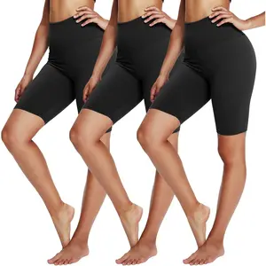 3 Pack Biker Shorts for Women – 8" Black High Waisted Tummy Control for Gym Workout Athletic Cheerleading Yoga YOLIX