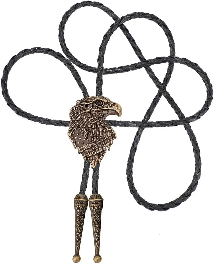 Western Cowboy Patriotic Eagle Bolo Tie USA 250th Anniversary | Premium braided leather, anti-tarnish alloy pendant, adjustable sliding clasp, patriotic bolo tie for USA 250th Anniversary