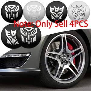4pcs 56mm 65mm Aluminum Transformers Badge Decepticon Cool Autobots Logo Car Wheel Hub Center Cap Stickers Emblem Decoration Decals Auto Styling Accessories