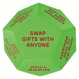 Gift Exchange Dice - 12-sided Christmas party dice with festive holiday designs, 3x3x3 inch durable plastic, suitable for holiday games, family fun, and gift exchanges, Christmas party decorations, festive-themed designs, high-quality dice material