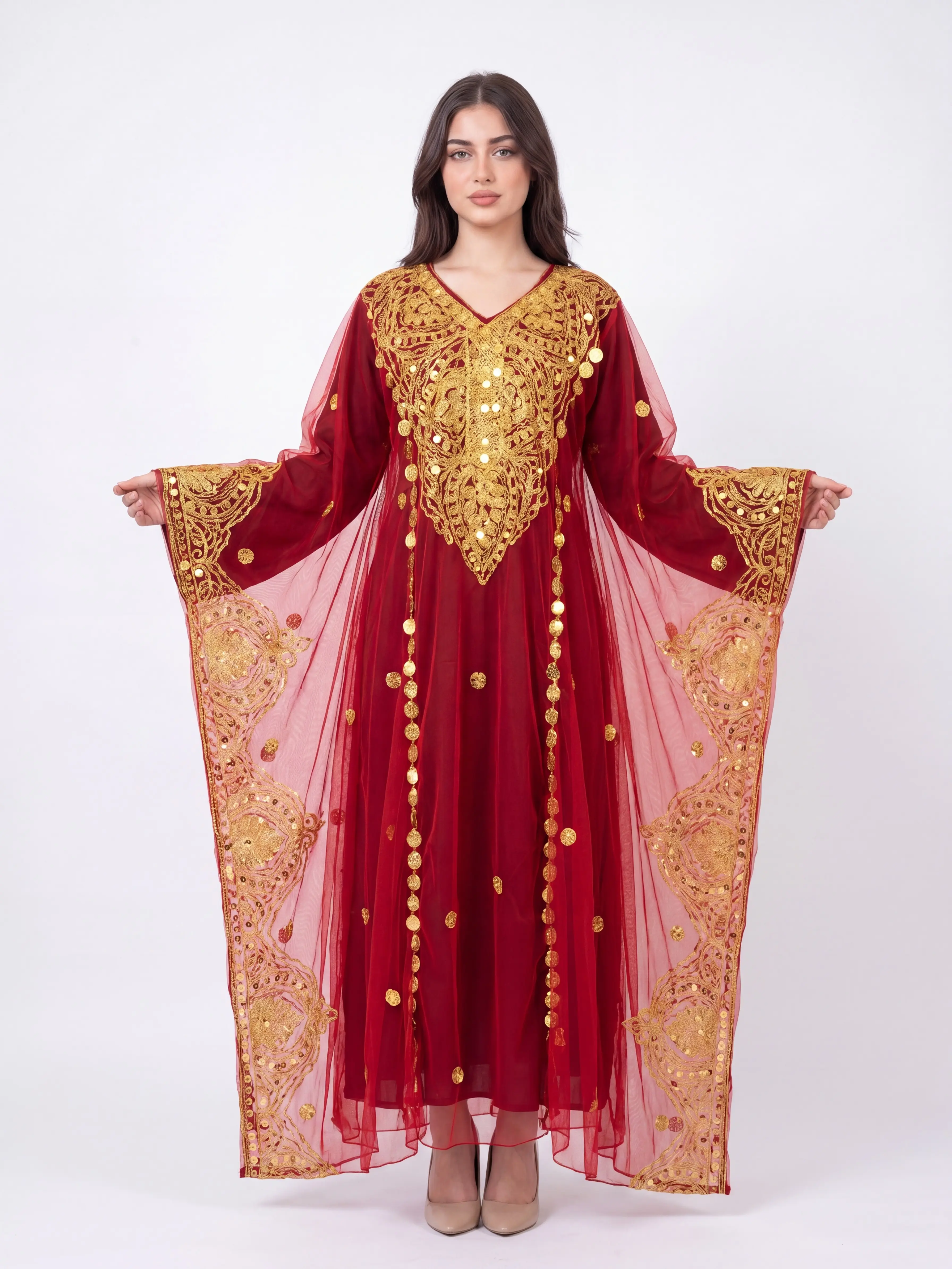 Yasameen Hashimi - Women's Embrodiered Dress, Arabic Dress, Ceremony Dress, Modest, Maxi - Eid, Ramadan, Gifts for Her