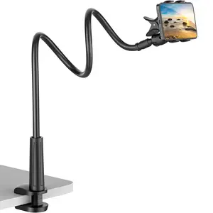 Long neck phone holder for desktop and bedside use