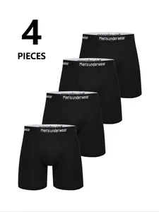 4-piece set of men's boxer shorts, comfortable for daily wear, stylish modern design for men, perfect fit with soft material, soft comfortable fabric for casual sports elastic underwear, fashionable breathable, skin-friendly, Boxers Briefs