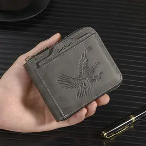Men's Fashion Short Vintage Money Clip Wallet, Multi-Card Slot ID Holder, Stylish Retro Design, Perfect for Daily Use, Men's Retro Embossed Wallet, Men's Faux Leather Embossed Wallet, Elegant Fashion Wallet