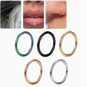 Hinged Clicker Hoop Nose Rings - Surgical Steel 5 pcs 83.48gal - Septum Rings Nose Rings Hoop 16G - For Women Men - Cartilage Hoop Earring Lip Helix Rook Tragus Conch Septum Nose Piercing Jewelry tiktokshopspringglowup