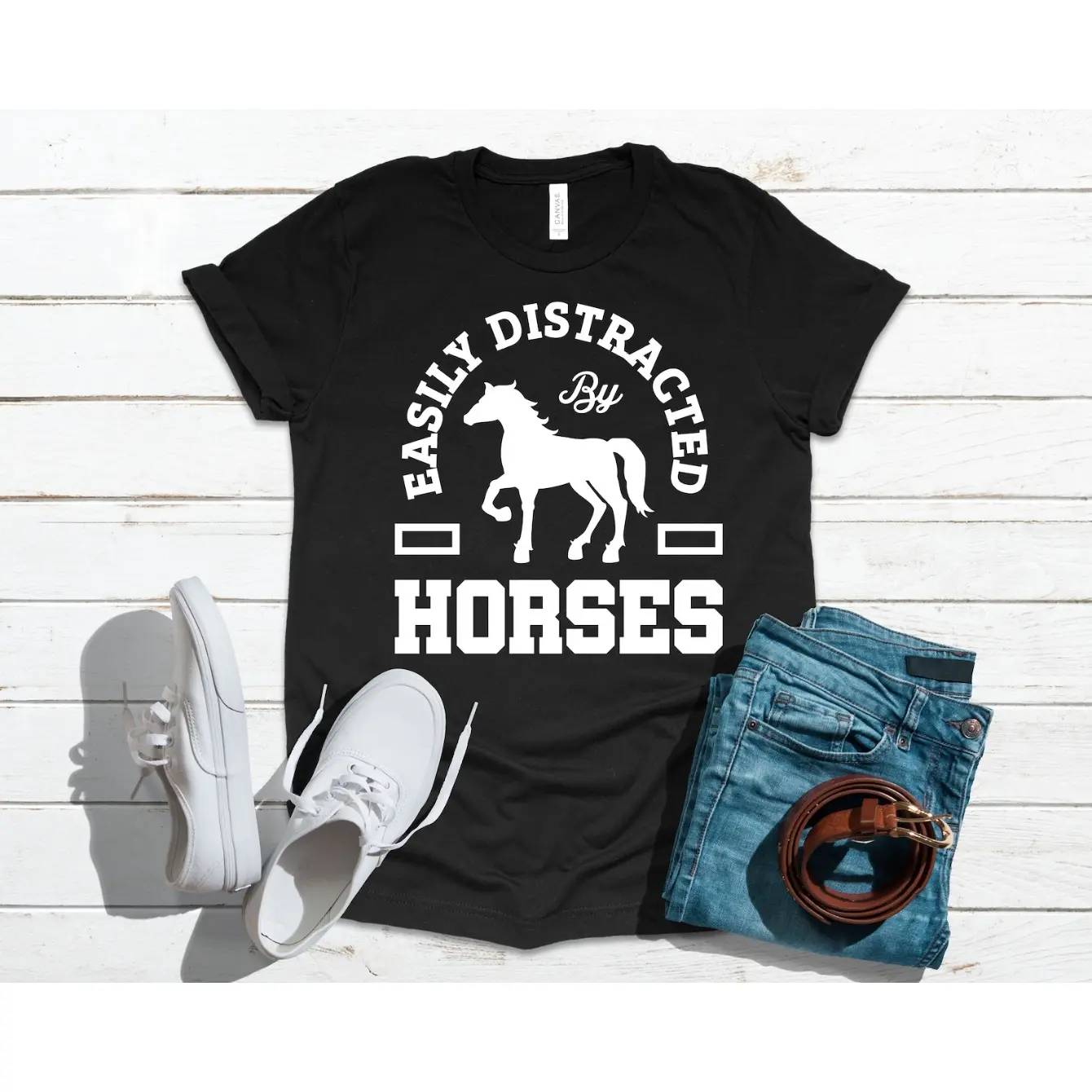 Women's Equestrian passion and casual horse lover apparel. Graphic T-Shirt - Short Sleeve Crew Neck Regular Fit Casual Wear | Soft & Breathable Fabric, Durable Print, Everyday Comfort, Machine Washable, Casual equestrian-themed design with bold typography
