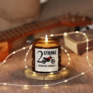 Motorcycle Themed Scented Candle, Smells Like Two Stroke, Eco-Friendly Amber Jar, Gift for Bikers, Home Decor, Relaxation