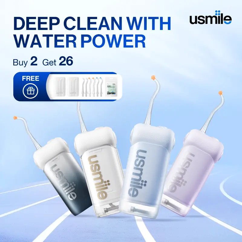 usmile C10 Water Flosser 99.99% Plaque Removal with Guiding Nozzle, 4 Modes Cordless Oral Irrigator, Portable 95-Day Battery Life