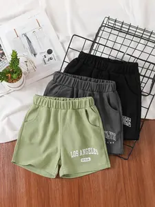 Boy's Solid Color Drawstring Waist Shorts, Casual Comfy Breathable Shorts for Summer, Kids Bottoms for Daily Wear