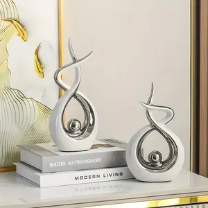 Modern Sculpture Table Decor Set, Modern Home Decoration, 2 Pieces Resin Ornament Set for Living Room, TV Stand, Office Desk, Coffee Table, Shelf Decoration, Perfect Gift