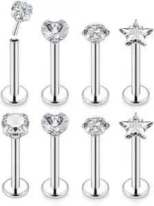 Stainless Steel Threadless Push in Nose Rings Studs, Nose Piercing Jewelry, Labret Monroe Medusa Piercing Lip Ring Cartilage Tragus Helix Stud, Helix Pierced Ring, Body Piercing Jewelry