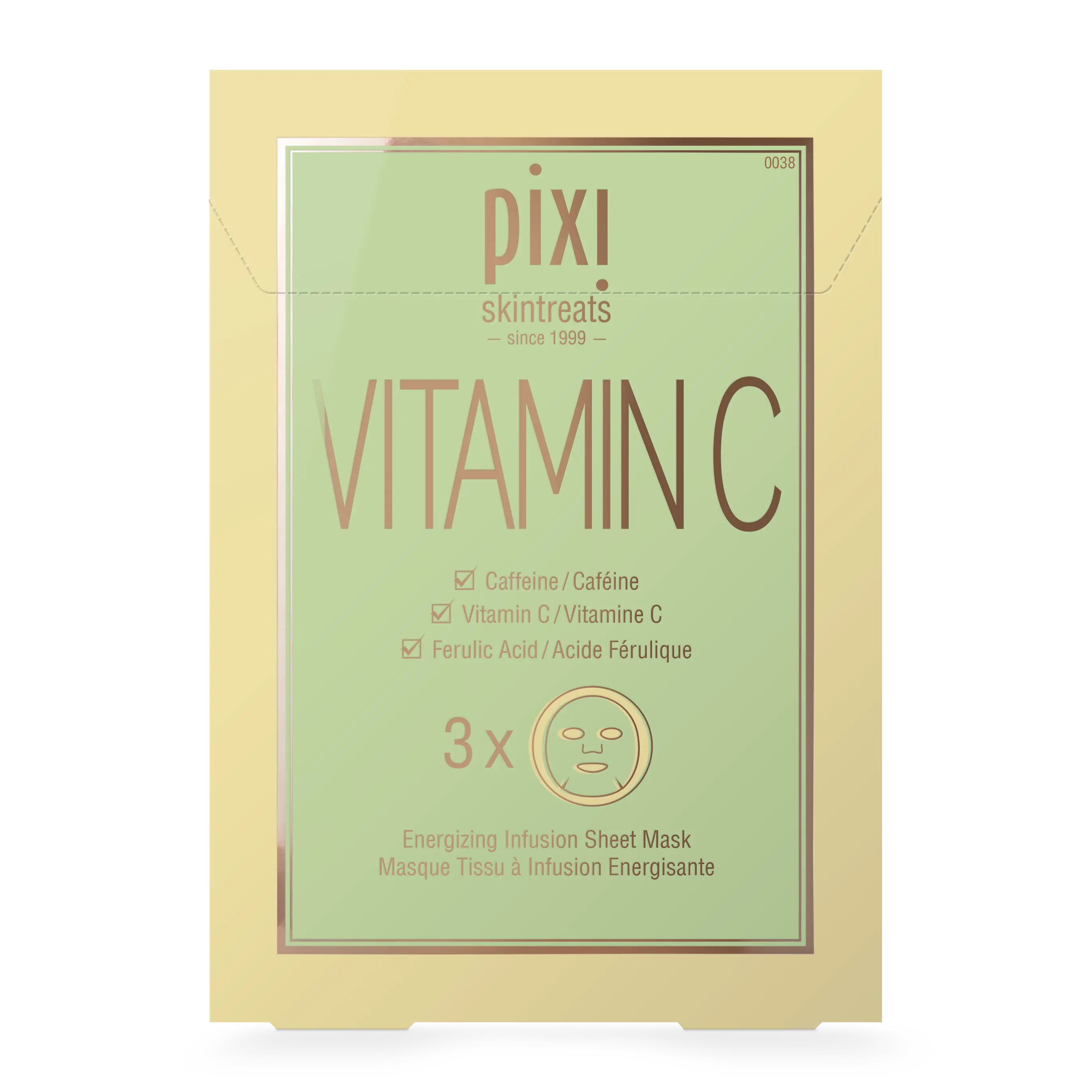 Pixi Vitamin C Serum Sheet Mask - Brightening, Hydrating Face Mask, 3-Count Multi-Pack