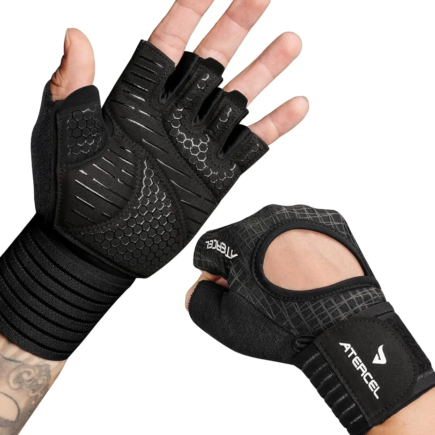 Gym Gloves for Men & Women, Wrist-Wrapping Wrist Support, Breathable Bodybuilding Gripper Shock-Proof Anti-Injury Sports Gloves for Weight Lifting & Fitness Training, Bodybuilding Sports Gloves