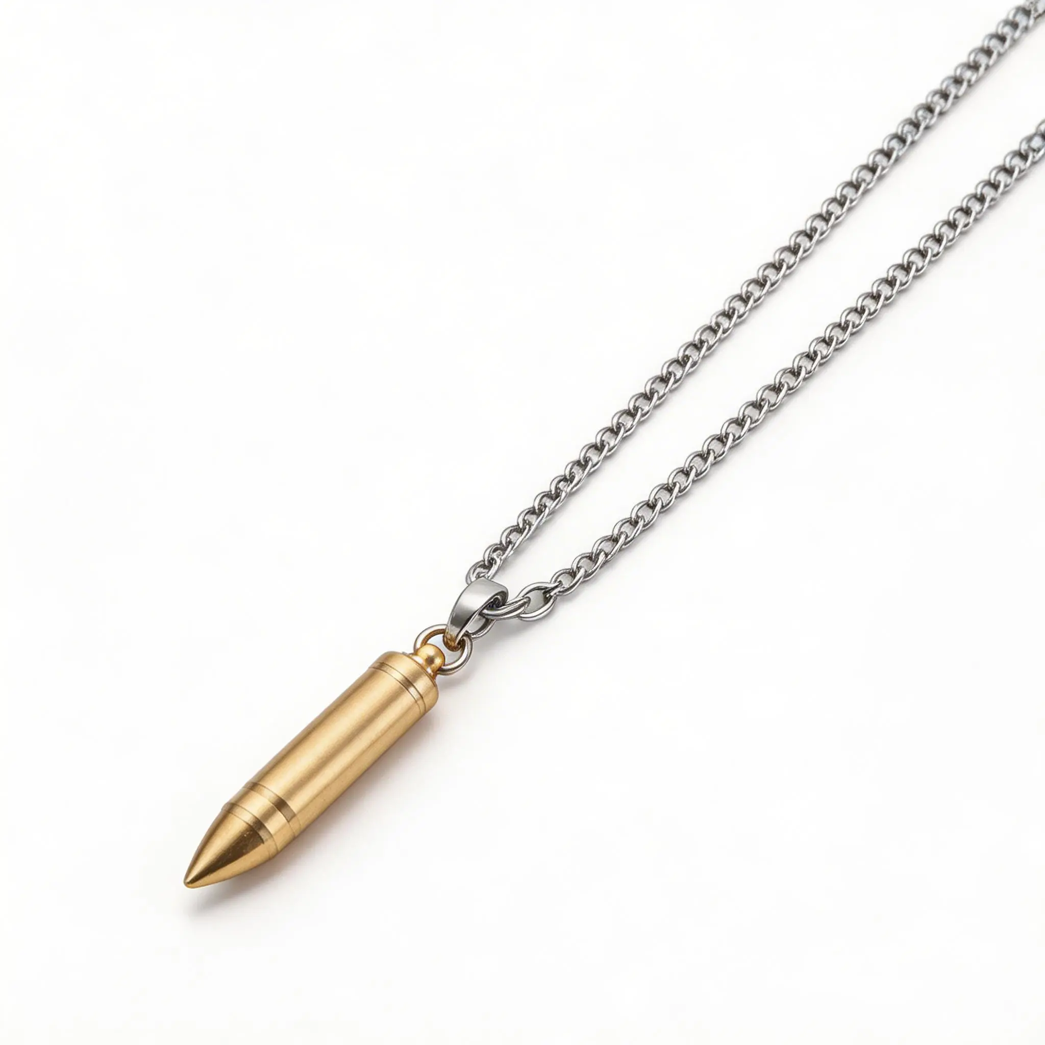 Stainless Steel Statement Necklace with Retro 9mm Bullet Pendant, Unisex Jewelry for Hunters, Adjustable & Hypoallergenic Casual Chain, Safety-Certified, Choking Hazard Small Parts, Vintage, Chain Jewelry Necklaces, Men's Accessories, American Vintage
