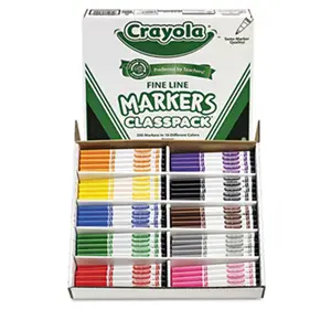 Crayola Washable Markers Classpack - Fine Point, Washable Ink, Water-Based - 10 Assorted Colors, 200-Count Box