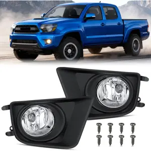 Nlilght Fog Lights Assembly Compatible with 2012 2013 2014 2015 Toyota Tacoma Clear Lens Driver and Passenger Side H11 12V 55W Bulbs