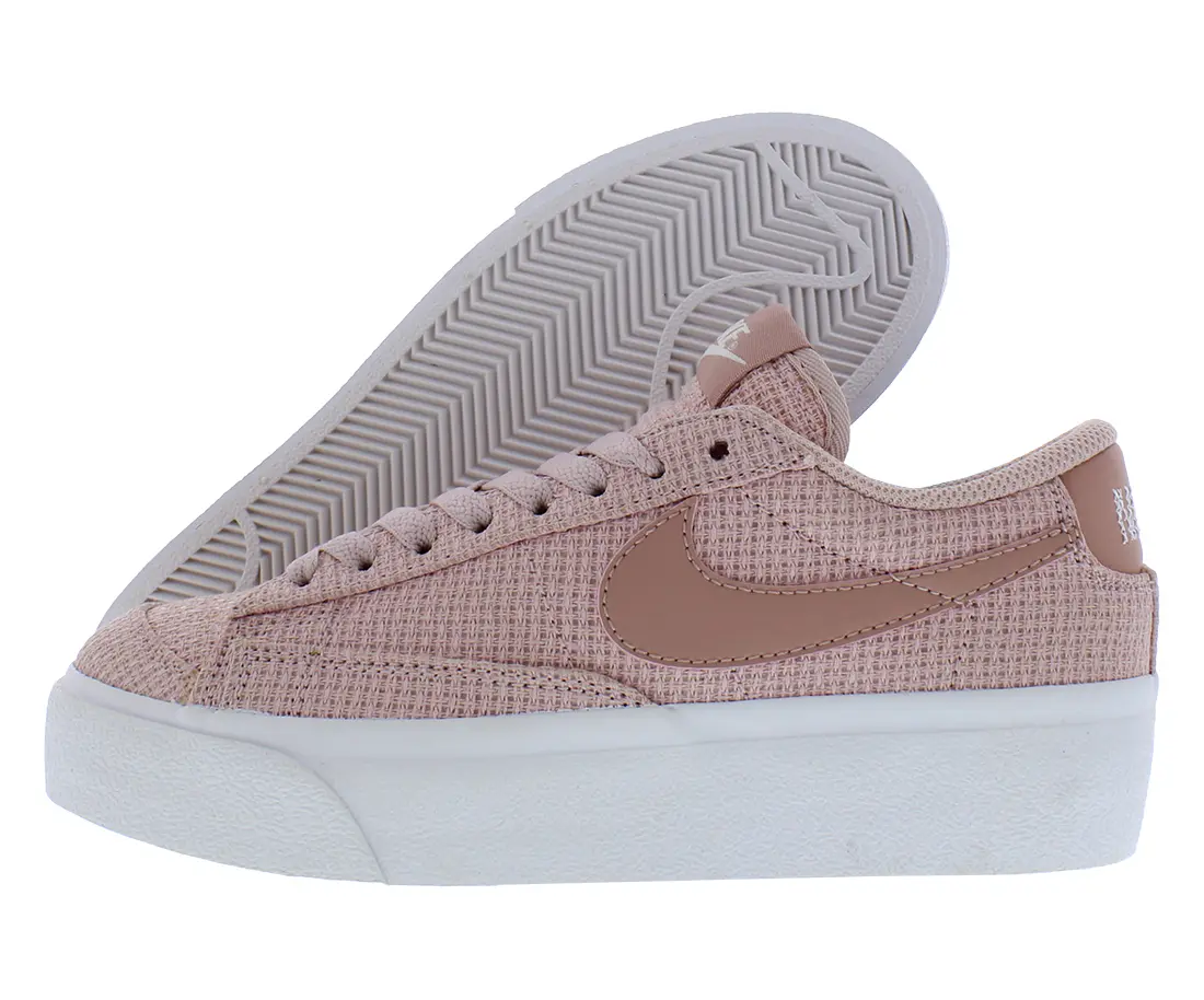 NIKE Women's Blazer Low Platform Ess Leather Sneakers - Casual Low-Top Fashion Footwear with Lifted Stance, Sneaker, Athletic