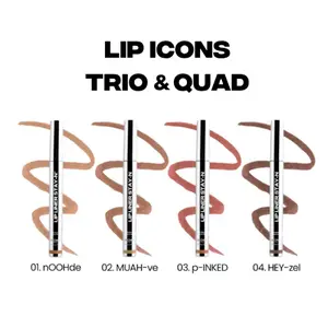 sacheu Lip Icons Trio & Quad - Iconic Peel-Off Lip Liner STAY-N with Hyaluronic Acid & Vitamin E Long-Wear Lipliner