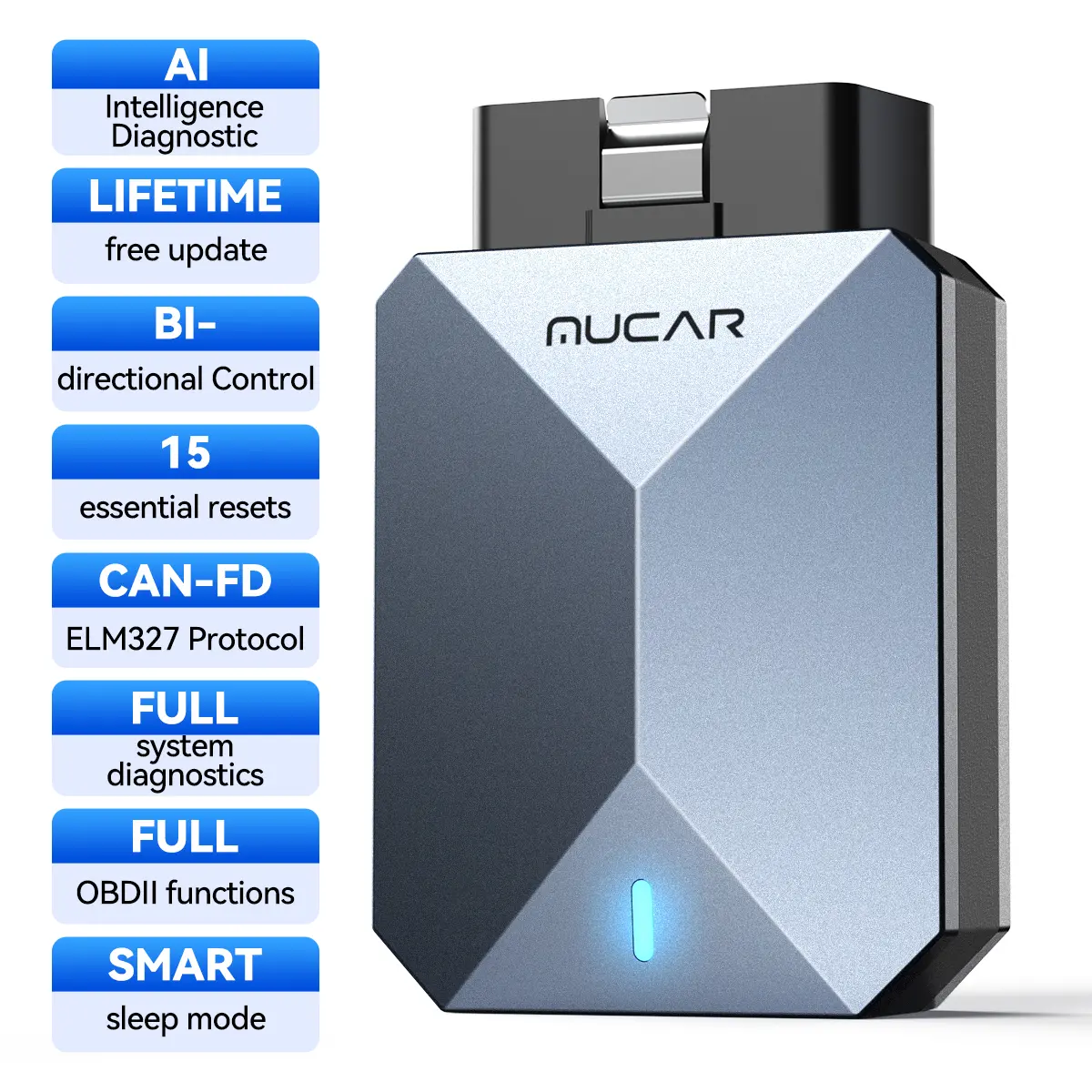 MUCAR BT200 MAX Bluetooth OBD2 Scanner with AI Diagnosis, Full System Diagnostic Tool, Bidirectional Control, 15+ Reset Functions, FCA AutoAuth, CANFD Support, Lifetime Free Updates