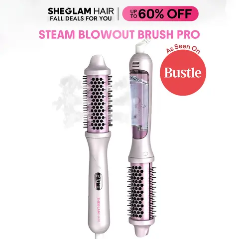 【Cardi-B Approved】SHEGLAM HAIR Hydra Shot Steam Blowout Brush Pro 1.5" 4-in-1 Steam Thermal Brush | 3X Faster Blowouts | Less Heat Damage | Anti-Frizz Nano Steam | Scald-Proof | Long-Lasting Glossy Volume | Bama Curl | Universal Voltage