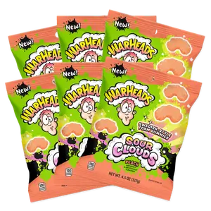 WARHEADS Sour Clouds Peach 4.5 oz Bags - 6 Pack