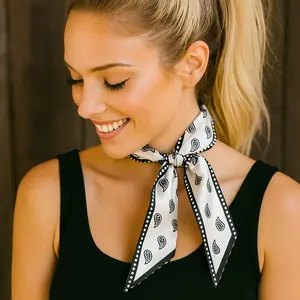 Black and White Western Skinny Mini Wild Rag Scarf / Cowgirl Necktie #TW120