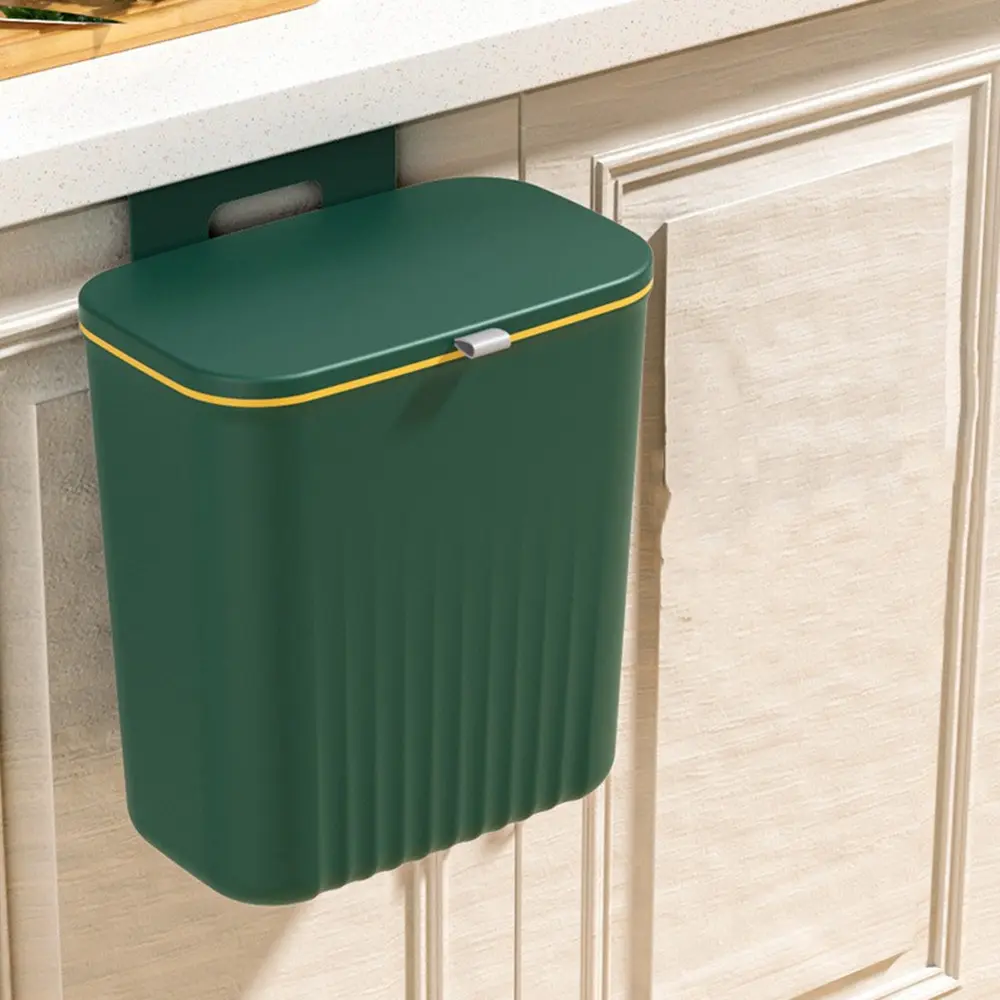 1Pc wall-mounted trash can with self-adhesive hook, large-capacity cabinet door hanging trash can, kitchen home finishing accessories sliding waste paper basket, kitchen bathroom bedroom office accessories, Kitchen Trashcan, Garbage Can Kitchen