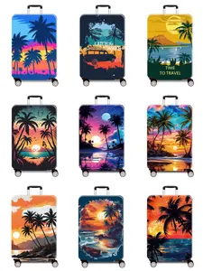 Tropical Pattern Luggage Protector, Thick Elastic Luggage Cover, Travel Accessories for 20-28 Inch Suitcase