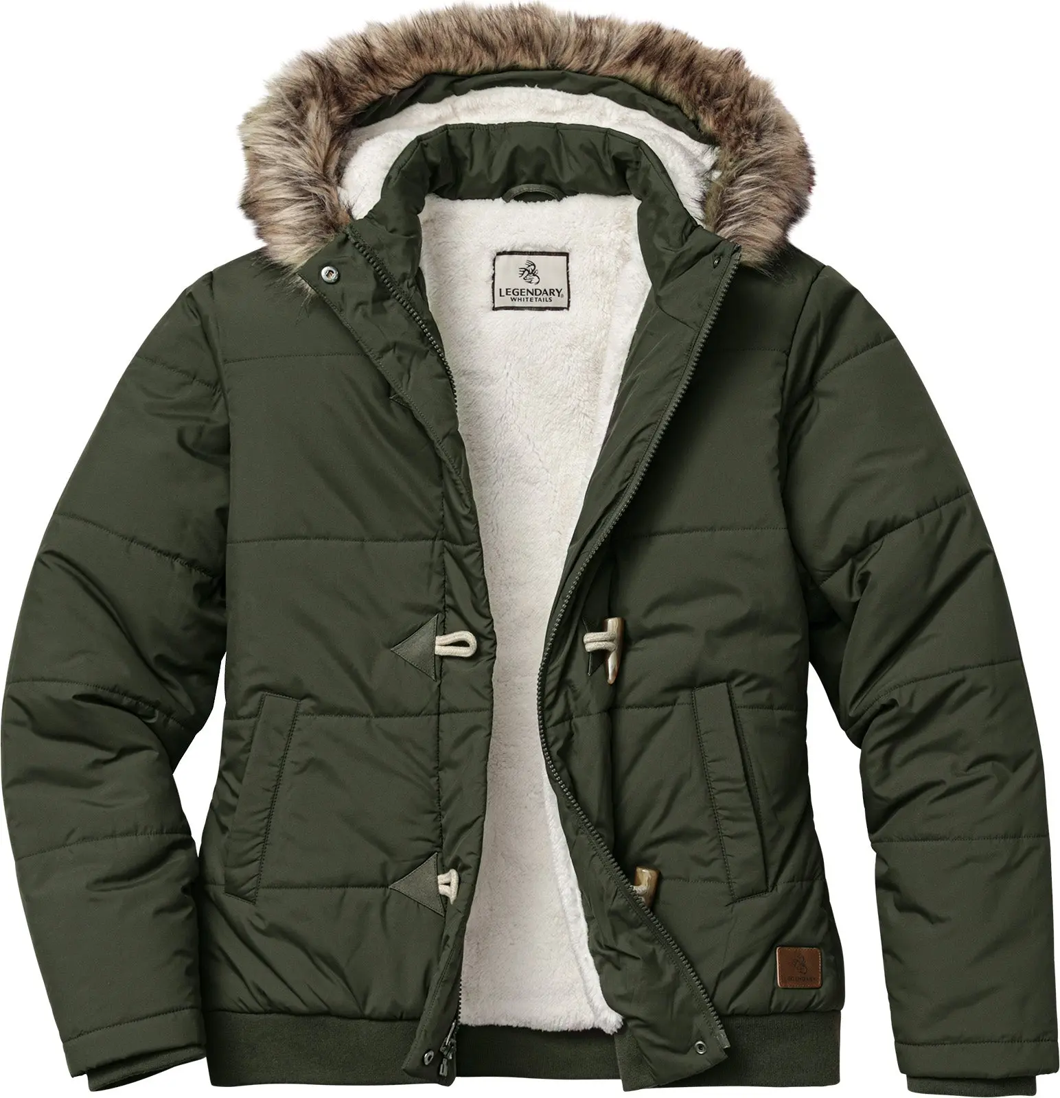 Legendary Whitetails Women's Quilted Toggle Hooded Berber Lined Puffer Jacket