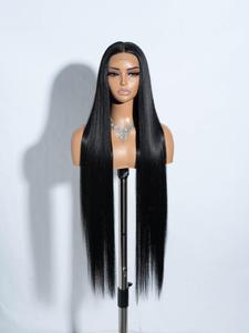 38 inch long straight lace front wigs for women, gorgeous fluffy lace closure wig without bangs, synthetic heat resistant fiber pre plucked hairline wigs for party, daily use