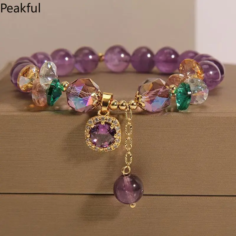 Exquisite Women’s Jewelry Bracelet | Adjustable Flower & Butterfly Pendant with Purple Crystal Beads | Elegant Valentine’s Day Gift | Perfect for Special Occasions & Daily Wear