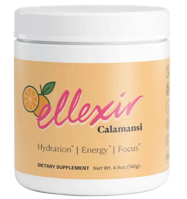 Ellexir Calamansi Electrolyte Hydration Powder - Natural Caffeine & B Vitamins for Energy & Focus - Fast Absorption Sodium Citrate - Ideal for Workout & Daily Hydration