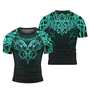 Viking Jormungandr Short Sleeve Rash Guard – Norse Mythology-Inspired Design, Bold Jormungandr Snake Graphic, Perfect for Workout, Outdoor Adventure, and Activewear, Ideal Gift for Viking & Mythology Fans