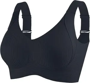 3PCS Comfortable Breathable Push Up Bra Women's Solid Wireless Soft Lightweight Lingerie Everyday Tshirt Bra for All Seasons M-XXXXL correction brassieres  confaja  ancha,Large bust looks smaller, plus-size ribbed