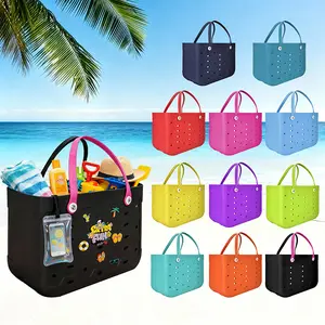 Oversized Large Capacity Women's Beach Bag Open Design Solid Color Lightweight Durable EVA Rubber Tote Bag Essential for Travel Beaches Swimming Pools