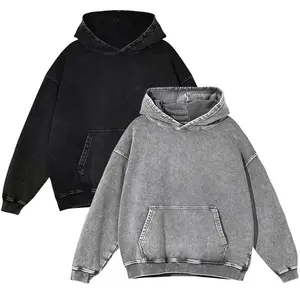 2 Pack Acid Wash Hoodie Oversized Vintage Unisex Heavy Weight Hoodie with Pockets for Men Women Couples Distressed Look Medium