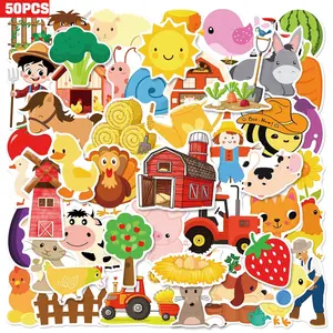 50pcs of adorable cartoon farm and ranch stickers, perfect for scrapbooks, diaries, laptops, water bottles, cars, and other items. A gift with a positive message and based on faith.
