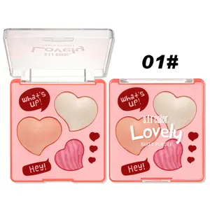 Blush and Nude Makeup Eyeshadow, Natural Highlight in Milk Tea and Orange, Long-lasting Affordable Blusher, Three-Color Palette, Baked Face Palette