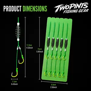 5 Pack Spring Bait Cage - Carp Fishing Rigs with Dual Fluorescent Hooks, Hand-Tied Feeder Rigs, Anti-Tangle Bait Cage Feeders for Carp, Catfish, Bottom Fishing