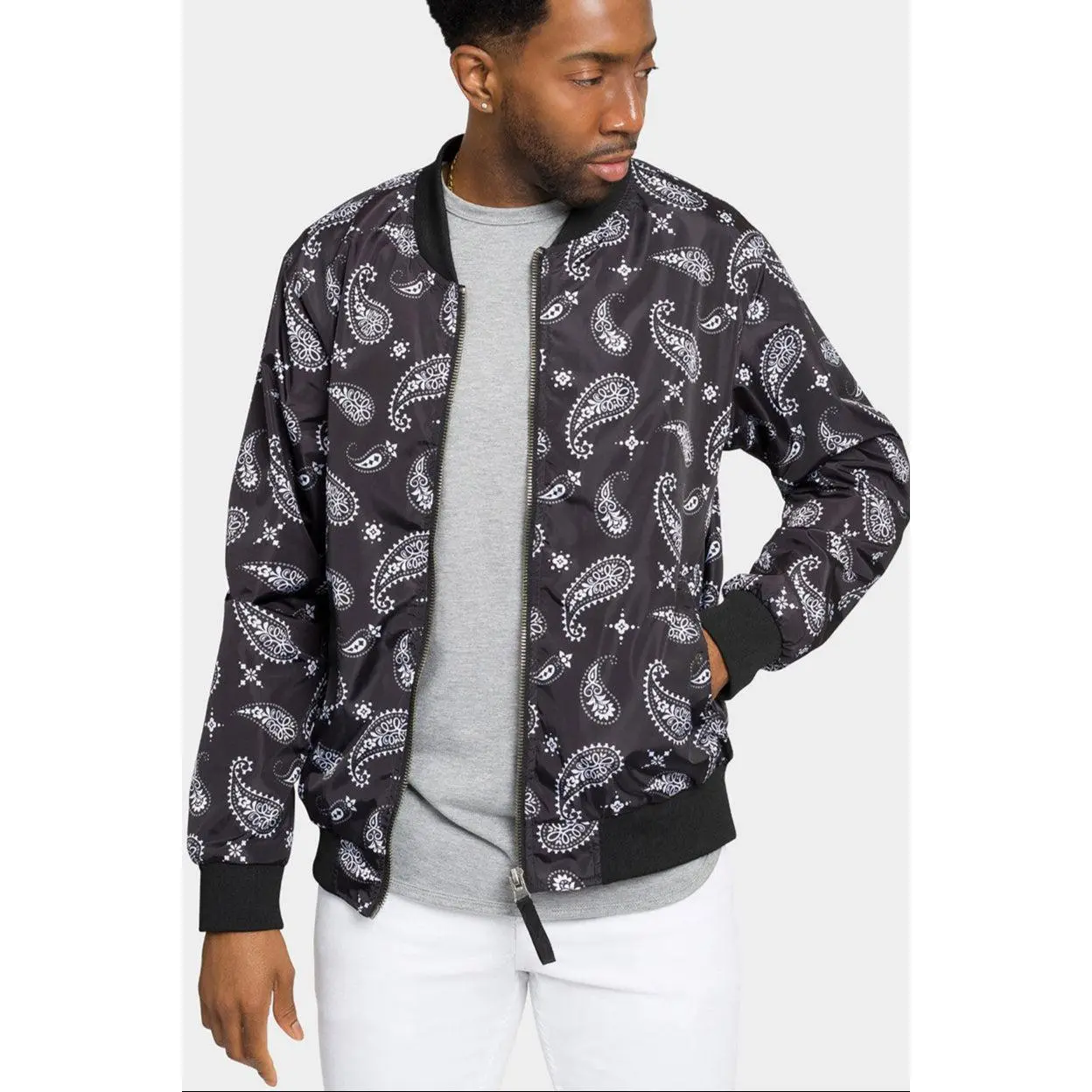 Paisley Print Bomber Jacket