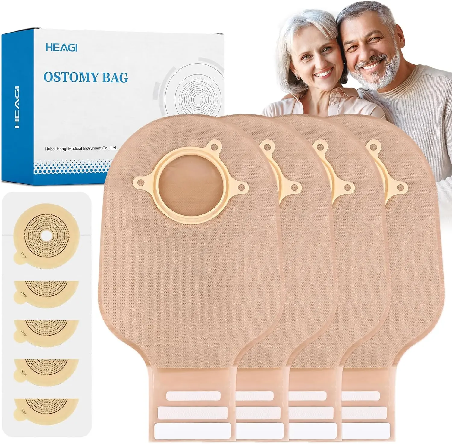 30 PCS Ostomy Supplies Colostomy Bags Two Piece Drainable Pouches with Closure, Ileostomy Stoma Care, Cut-to-Fit, 60mm Max, (20PCS Bags+10PCS Barrier)