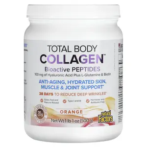 Natural Factors Total Body Collagen, Bioactive Peptides, Orange, 1 lb 1 oz (500 g)