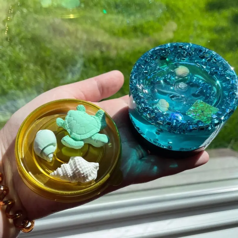 Ocean Water Slime Clear Giggly Turtle Slime - Includes Clay Turtle & Seashell - Loose Texture Jiggle Slime for Pokes & Jiggles - 5oz