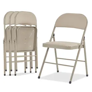 【Summervibes】4/6 Pack Folding Chairs With Padded Seats For Outdoor & Indoor, Portable Stackable Commercial Seat With Steel Frame For Events Office Wedding Party, 330lbs Capacity