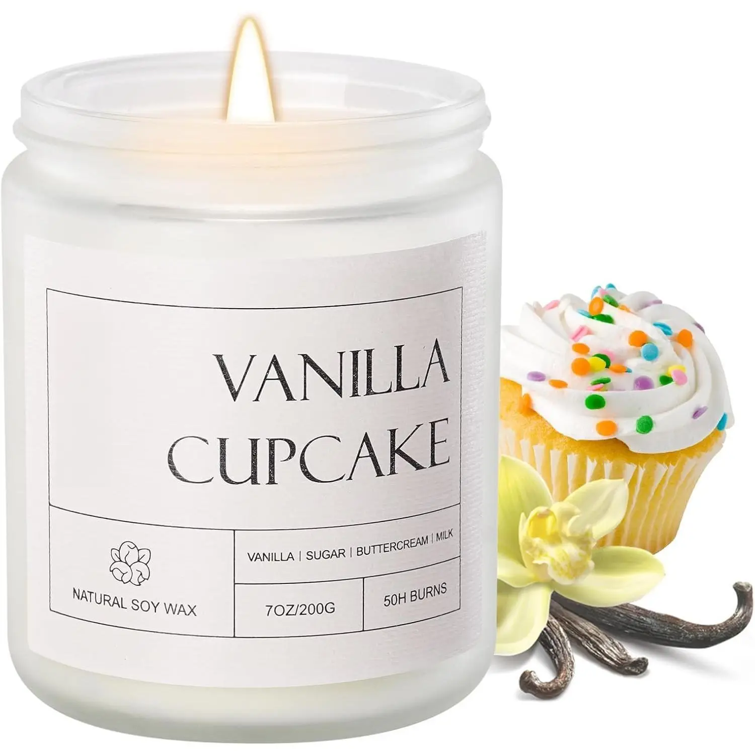Vanilla Cupcake Scented Candle, Aromatherapy Jar Candles, 7 oz 50 Hour Long Lasting Candles, Soy Wax Candle Gift for Women